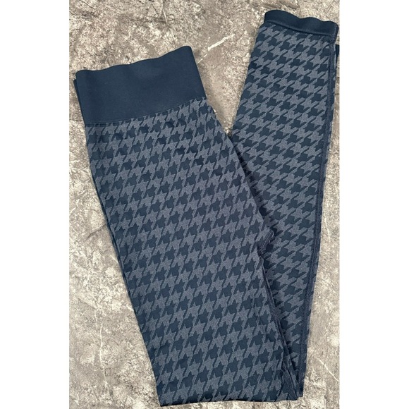 RHONE Pants - Rhone Womens Houndstooth Seamless Base Legging Performance Stretch Navy Blue M